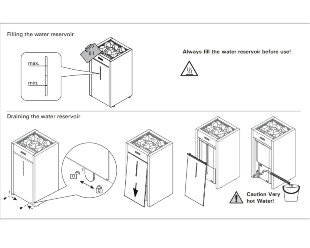 Harvia Virta HL6SA How to fill water reservoir (2)