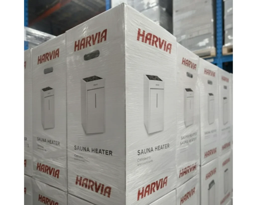 Harvia Virta HL6SA electric sauna heaters packaged and ready for shipping