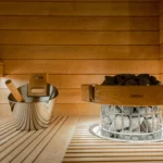 Harvia Embedding Flange HPC2 in Sauna with Silver Bucket