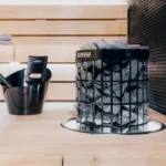 Harvia Embedding Flange HPC7 in Sauna with Black Bucket