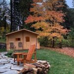 Keitele outdoor sauna in a backyard
