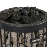 Harvia Black Vulcanite Stones (10-15 cm) in a black heater