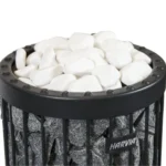 Harvia White Rounded Stones (5-10 cm) in a black heater