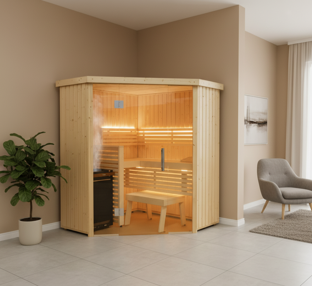 Variant corner view indoor sauna