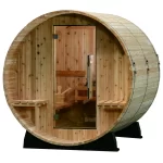 Almost Heaven Audra 2-4 Person Canopy Barrel Sauna Rustic Red Cedar