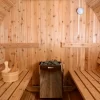 Almost Heaven Audra 2-4 Person Canopy Barrel Sauna Rustic Red Cedar