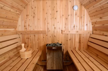Almost Heaven Audra 2-4 Person Canopy Barrel Sauna Rustic Red Cedar