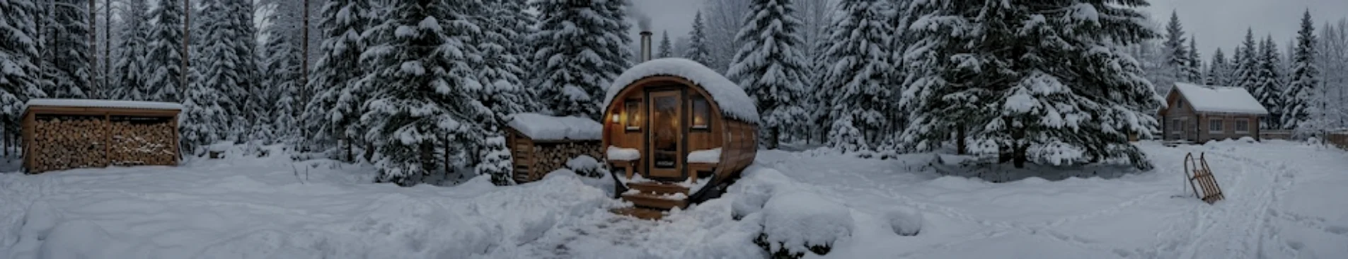 snowy barrel sauna image- Canadian brand