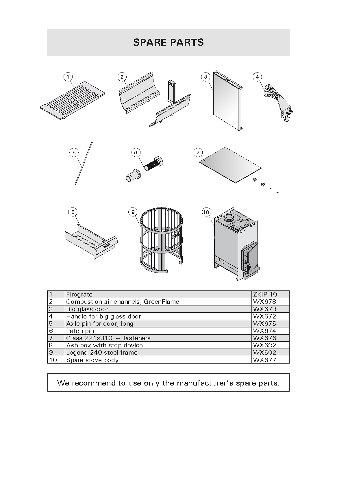 Legend Greenflame Sauna Parts