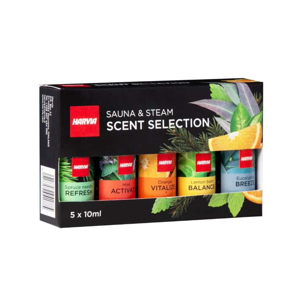 Harvia Steam Scent set out of packaging