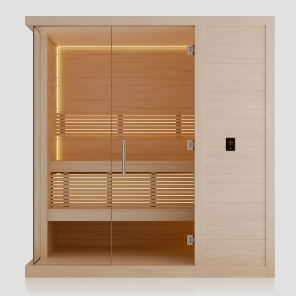 Vue avant du sauna intérieur